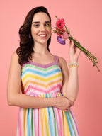 Multicolor Tiered Shoulder Strap Dress