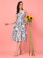 Sleeveless Floral Cotton Midi Dress